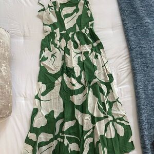 Green and White Floral Women's Dress